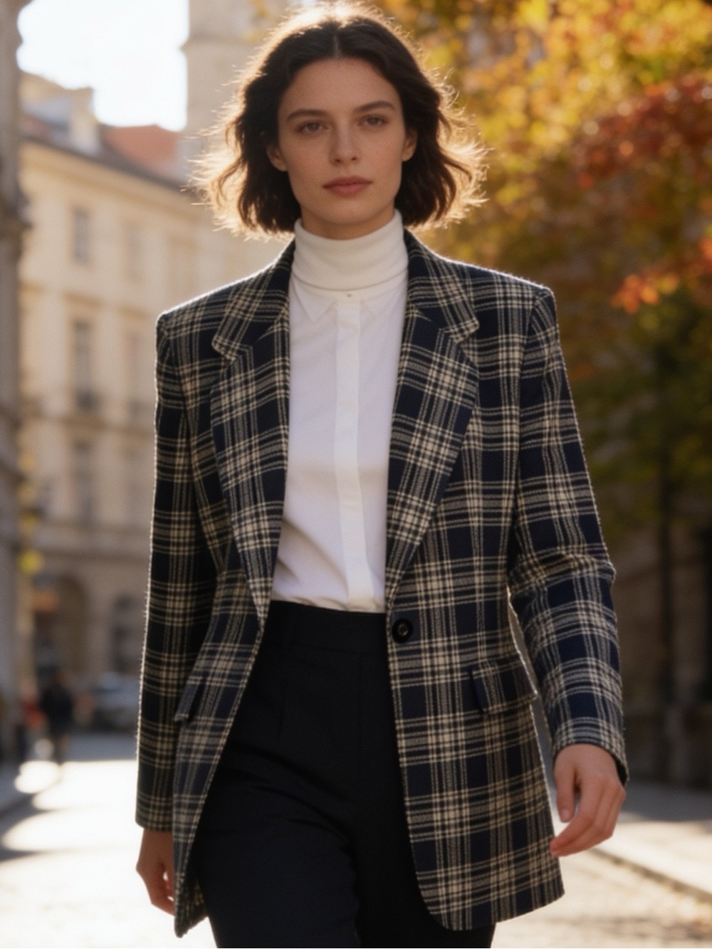Jones New York plaid Blazer vintage 1990s,92% worsted wool  Charcoal/cream EUC